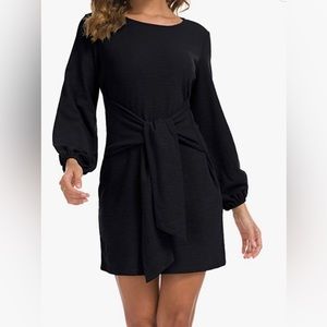 Black, long, sleeved, tie dress, size medium